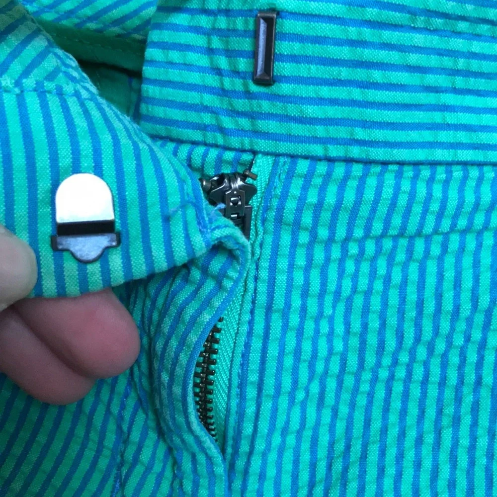 J.Crew size 8 pinstriped preppy cotton seersucker shorts aqua blue mint green